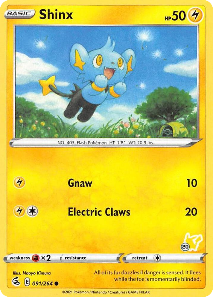0091 Shinx - 091/264 (#20 Pikachu Stamped) Promo Battle Academy 2022