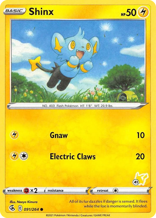0091 Shinx - 091/264 (#41 Pikachu Stamped) Promo Battle Academy 2022