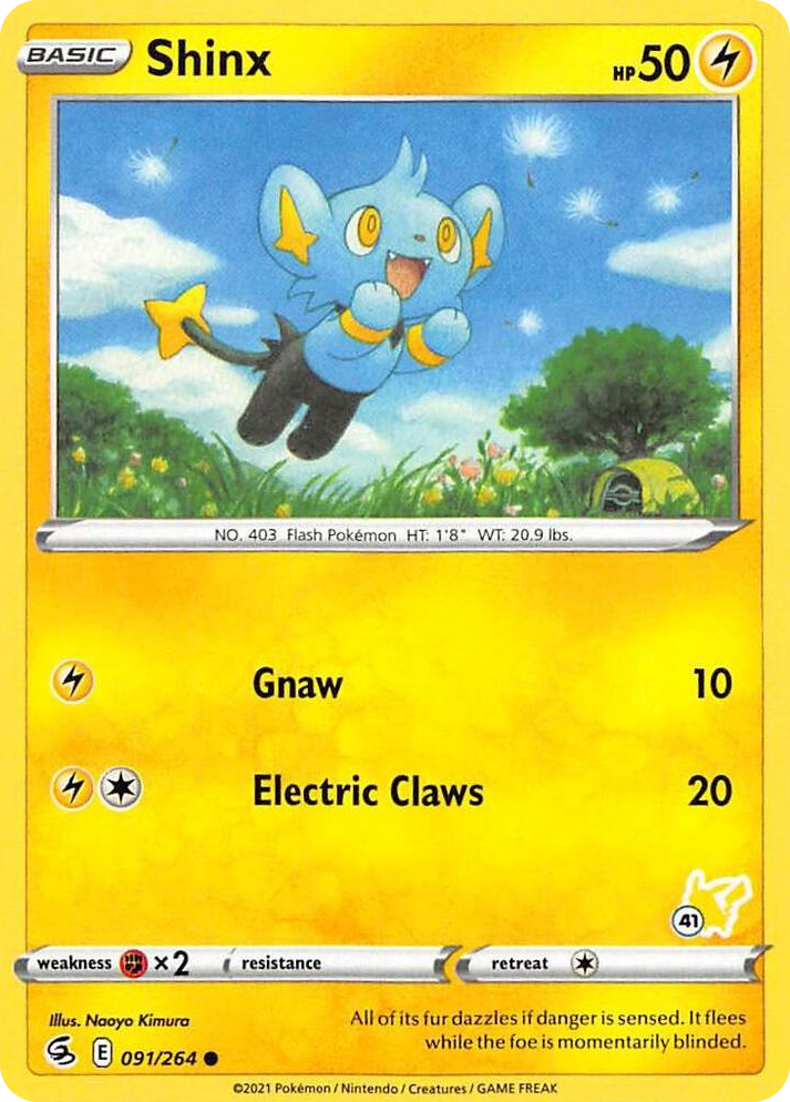 0091 Shinx - 091/264 (#41 Pikachu Stamped) Promo Battle Academy 2022