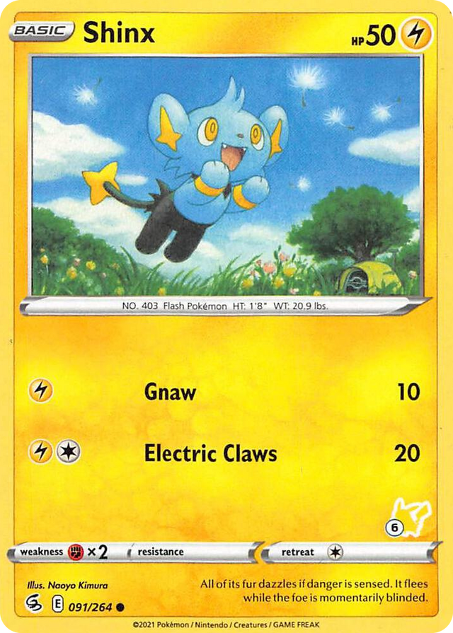 0091 Shinx - 091/264 (#6 Pikachu Stamped) Promo Battle Academy 2022