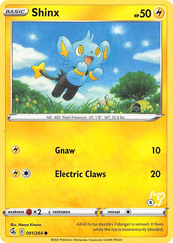 0091 Shinx - 091/264 (#6 Pikachu Stamped) Promo Battle Academy 2022