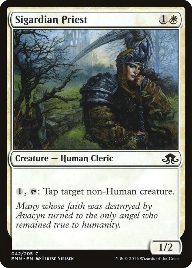 Sigardian Priest #42 C - Eldritch Moon Pokemon card