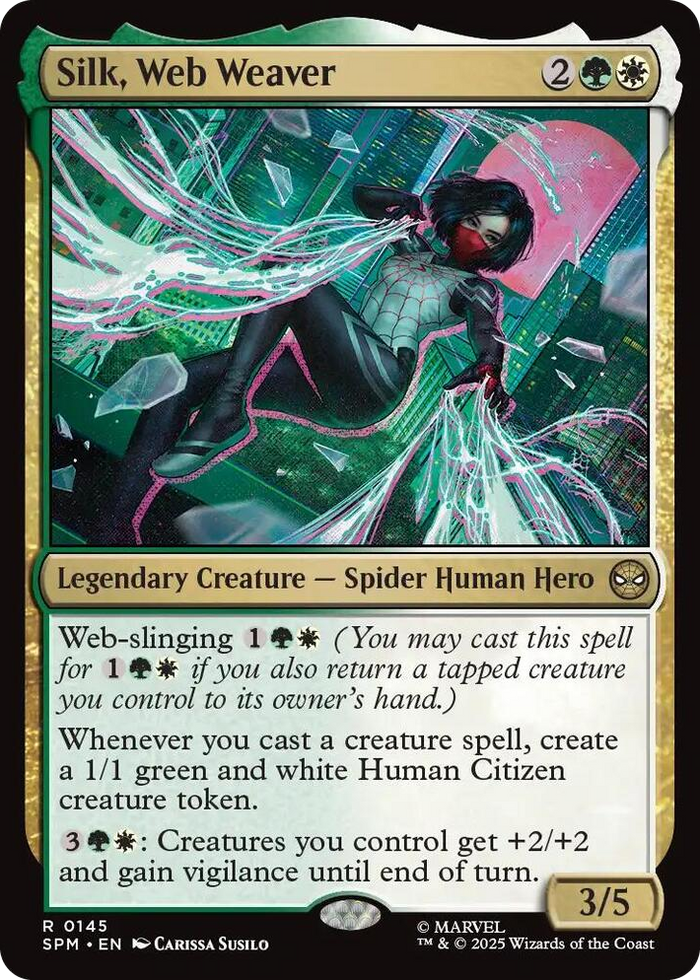 Silk, Web Weaver #145 R - Marvel's Spider-Man Pokemon card