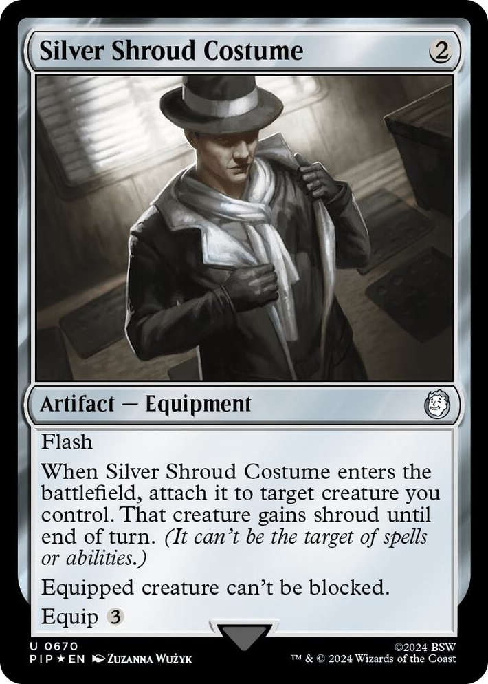 0670 Silver Shroud Costume (Surge Foil) U Universes Beyond: Fallout