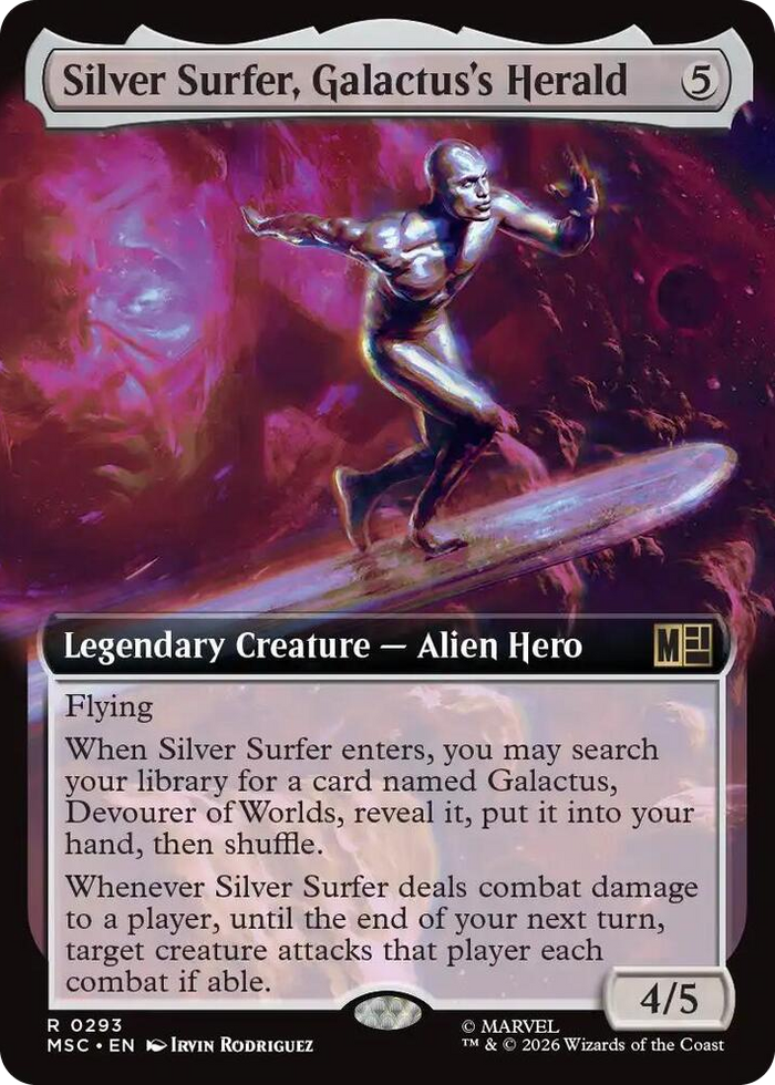 Silver Surfer, Galactus's Herald (Extended Art) #293 R - Commander: Marvel Super Heroes Pokemon card