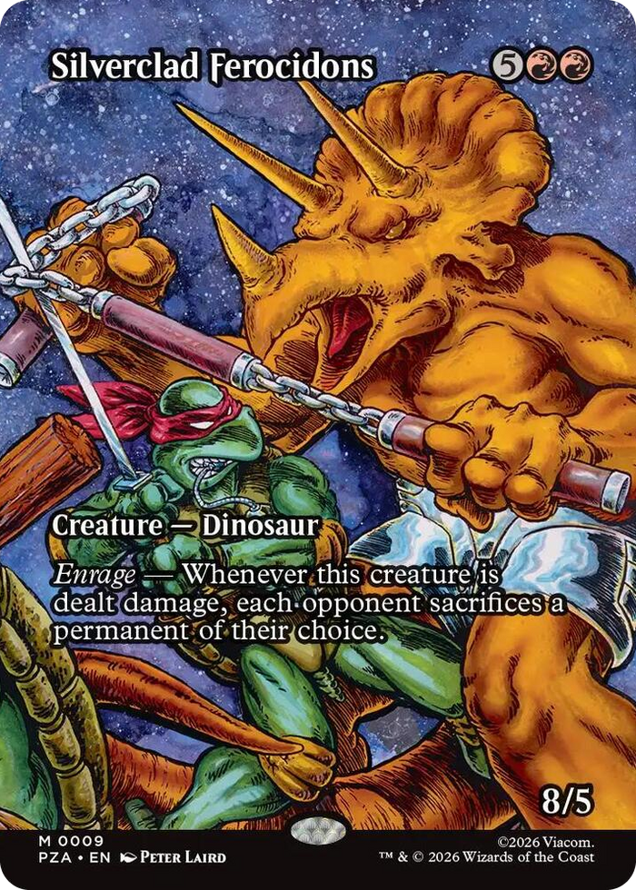 Silverclad Ferocidons (Borderless) #9 M - Teenage Mutant Ninja Turtles Source Material Pokemon card