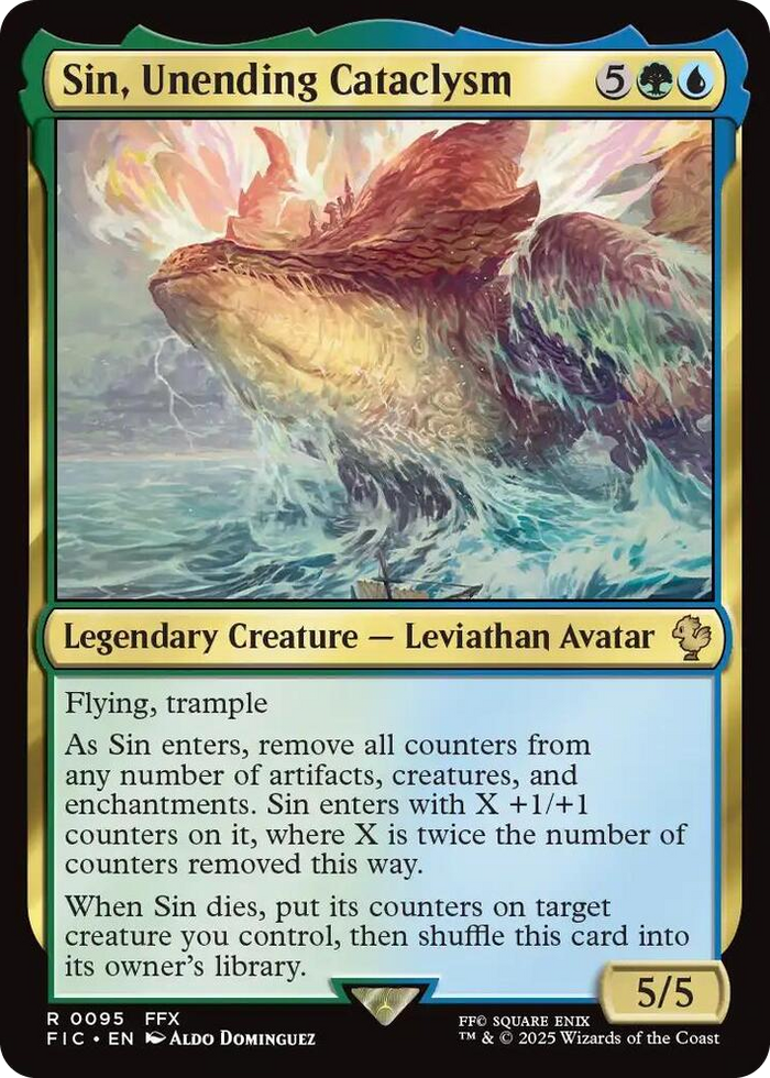 Sin, Unending Cataclysm (Surge Foil) #95 R - Commander: FINAL FANTASY Pokemon card