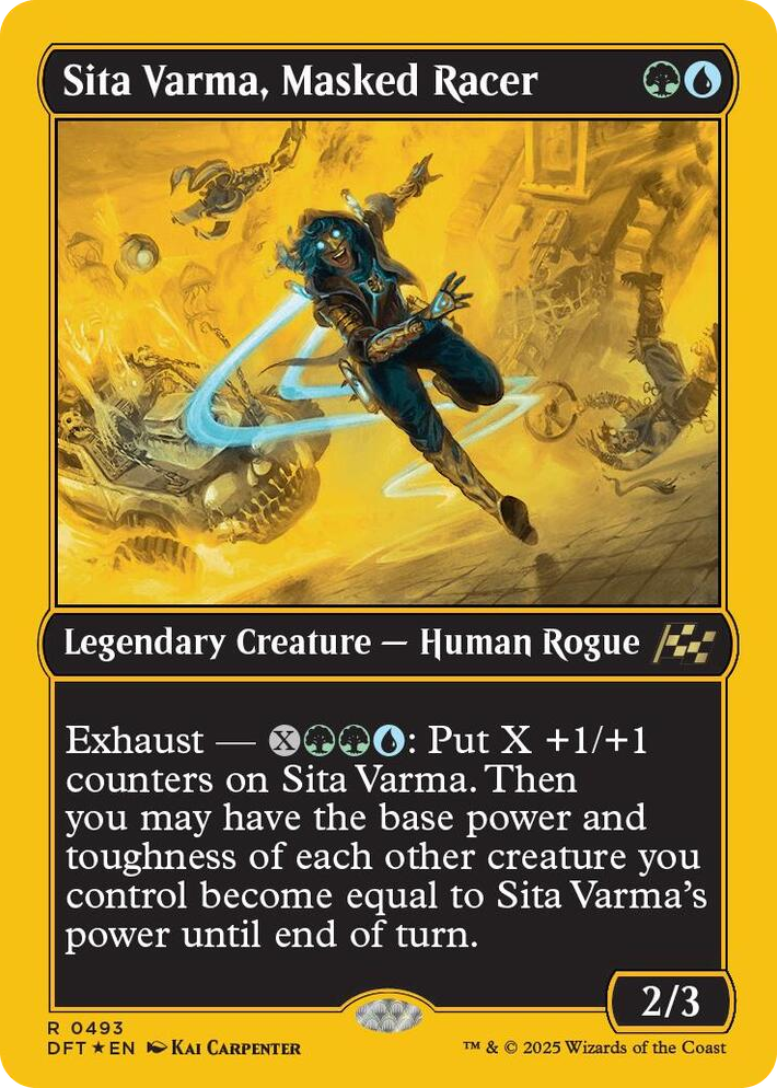 0493 Sita Varma, Masked Racer (First-Place Foil) R Aetherdrift