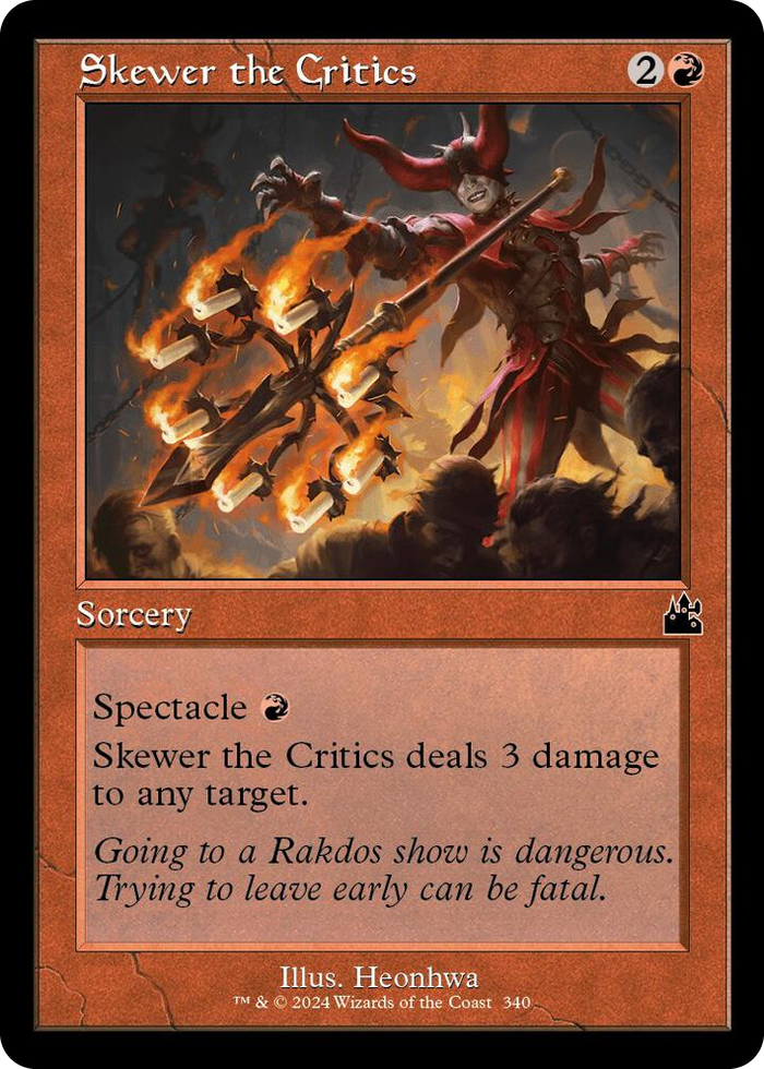 Skewer the Critics (Retro Frame) #340 C - Ravnica Remastered Pokemon card