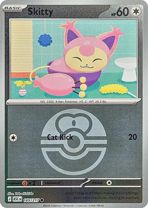 0165 Skitty (Love Ball) Common Ascended Heroes