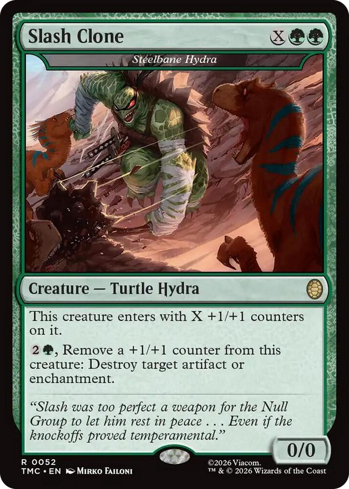 Slash Clone - Steelbane Hydra #52 R - Commander: Teenage Mutant Ninja Turtles Pokemon card