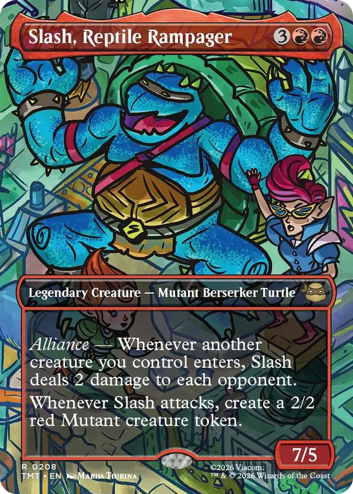 Slash, Reptile Rampager (Borderless) #208 R - Teenage Mutant Ninja Turtles Pokemon card