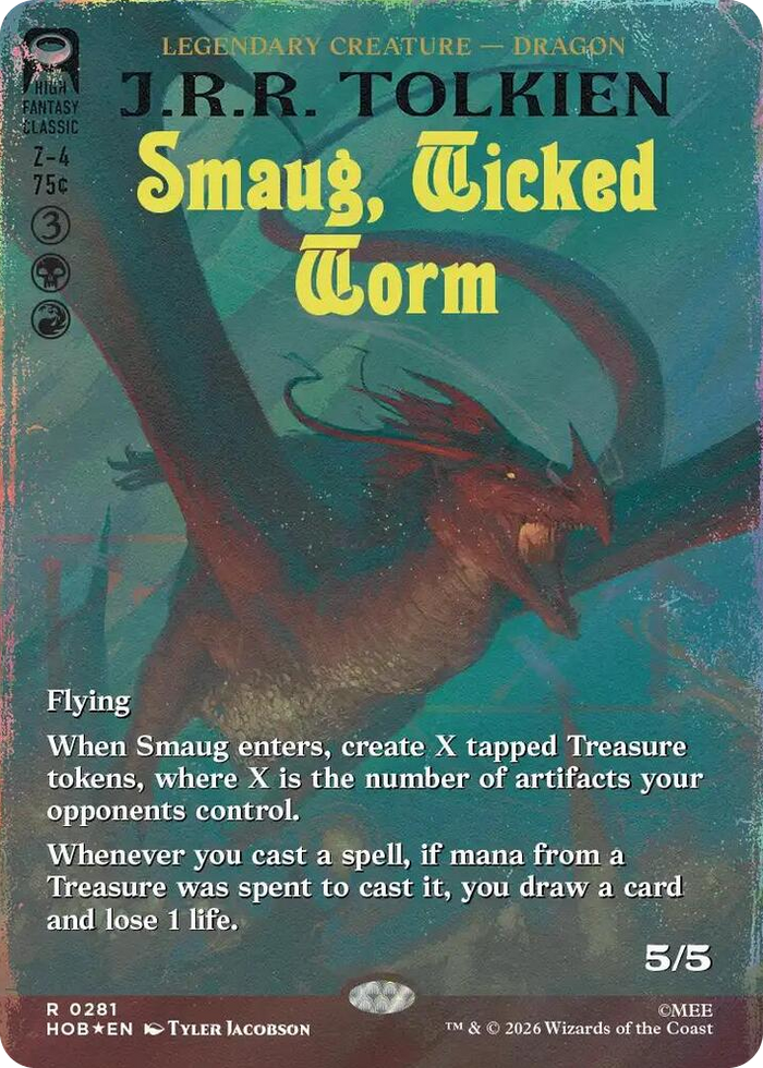 Smaug, Wicked Worm (Borderless) (Surge Foil) #281 R - The Hobbit Pokemon card