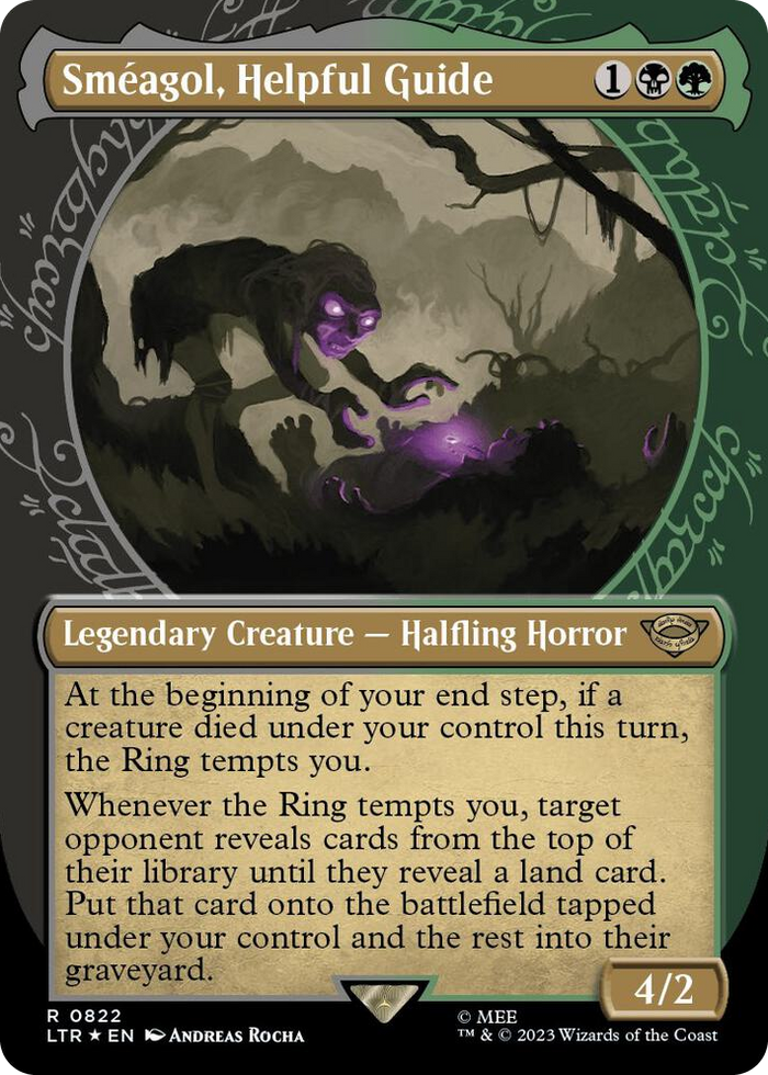 Smeagol, Helpful Guide (Showcase) (Surge Foil) #822 R - Universes Beyond: The Lord of the Rings: Tales of Middle-earth Pokemon card
