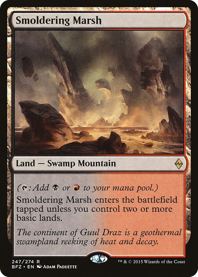 Smoldering Marsh #247 R - Battle for Zendikar Pokemon card