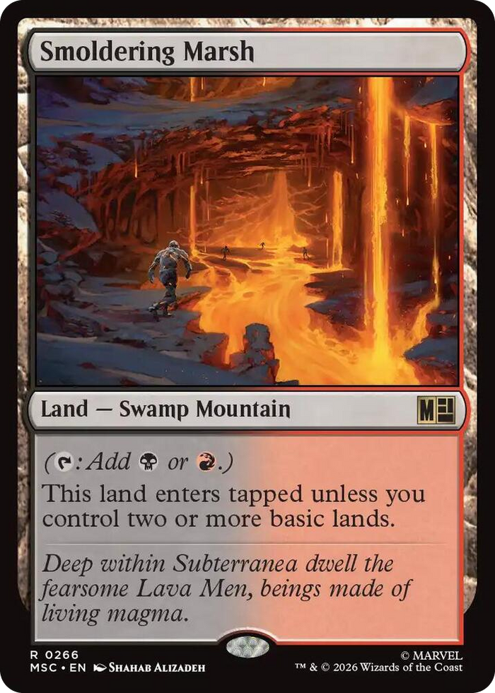 Smoldering Marsh #266 R - Commander: Marvel Super Heroes Pokemon card