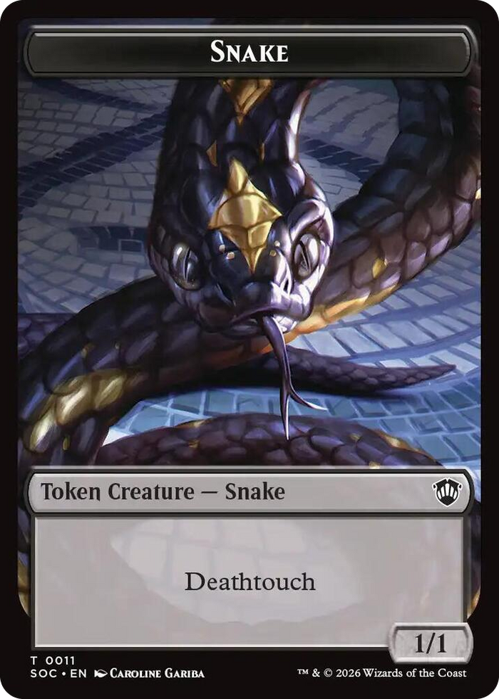 Snake // Zombie Double-Sided Token #11 T - Commander: Secrets of Strixhaven Pokemon card