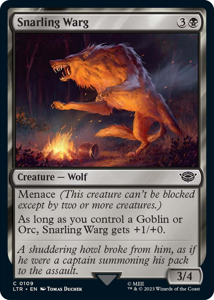 Snarling Warg #109 C - Universes Beyond: The Lord of the Rings: Tales of Middle-earth Pokemon card