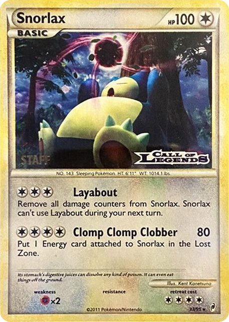 0033 Snorlax - 33/95 (Prerelease) [Staff] Promo Nintendo Promos