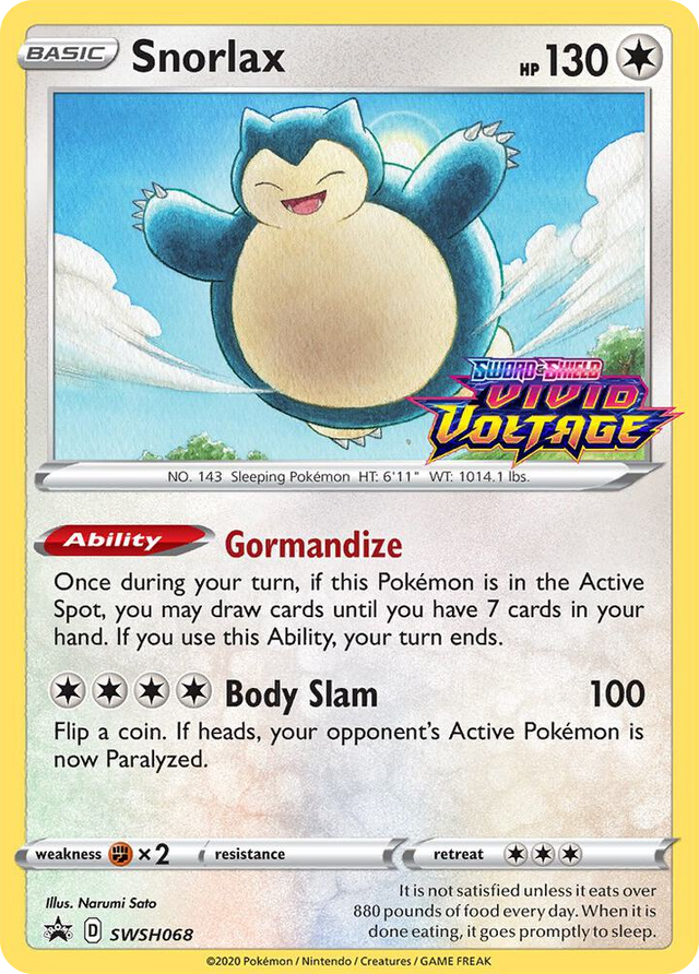 0068 Snorlax - SWSH068 (Prerelease) Promo Sword & Shield Promo Cards