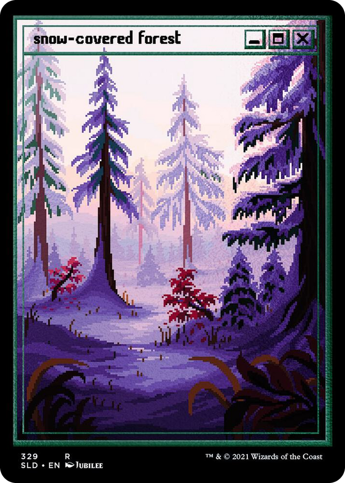 Snow-Covered Forest (PixelSnowLands.jpg) (Foil Etched) #329 R - Secret Lair Drop Series Pokemon card