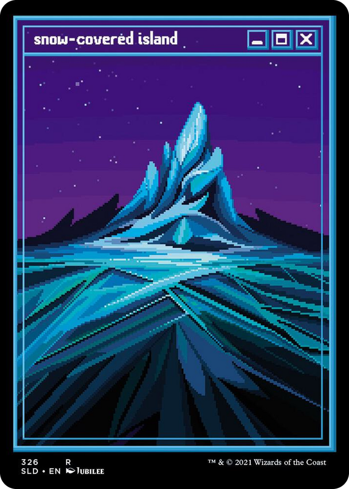 Snow-Covered Island (PixelSnowLands.jpg) #326 R - Secret Lair Drop Series Pokemon card