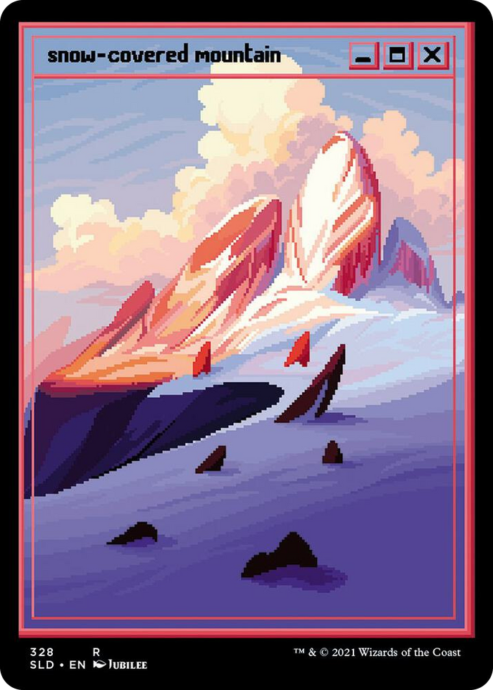 Snow-Covered Mountain (PixelSnowLands.jpg) #328 R - Secret Lair Drop Series Pokemon card