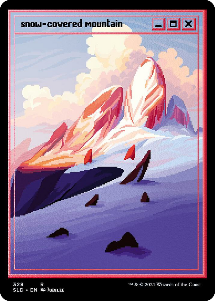 Snow-Covered Mountain (PixelSnowLands.jpg) (Foil Etched) #328 R - Secret Lair Drop Series Pokemon card