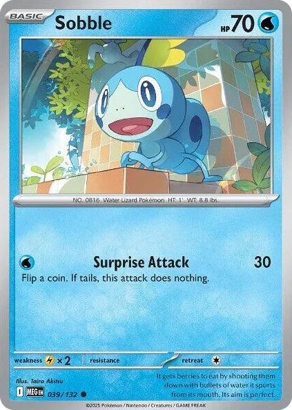 Sobble #39/132 Common - Mega Evolution Pokemon card