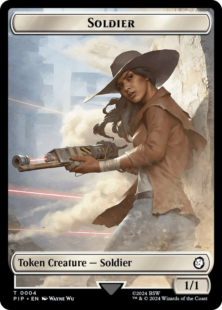 0004 Soldier (0004) // Human Soldier Double-Sided Token T Universes Beyond: Fallout