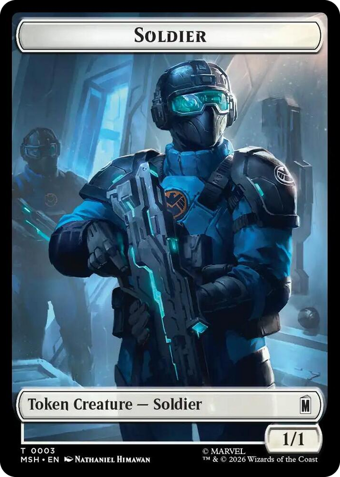 Soldier // Robot Villain Double-Sided Token #3 T - Marvel Super Heroes Pokemon card