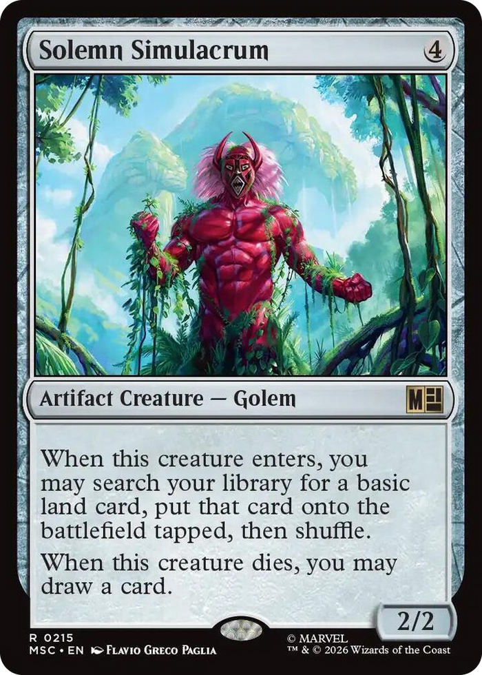 Solemn Simulacrum #215 R - Commander: Marvel Super Heroes Pokemon card