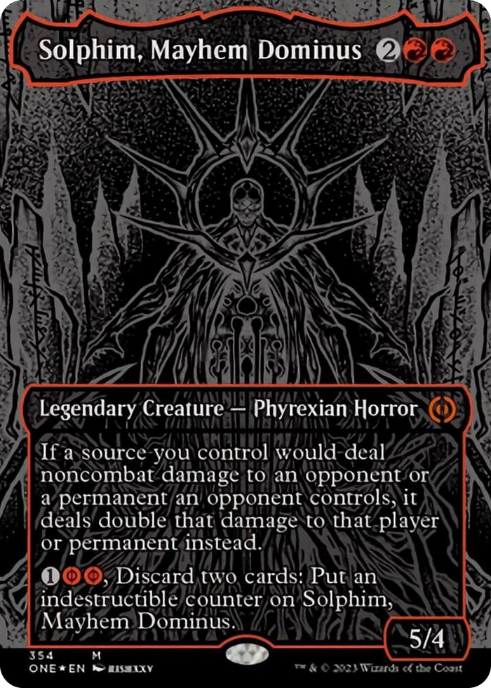 Solphim, Mayhem Dominus (Oil Slick Raised Foil) #354 M - Phyrexia: All Will Be One Pokemon card