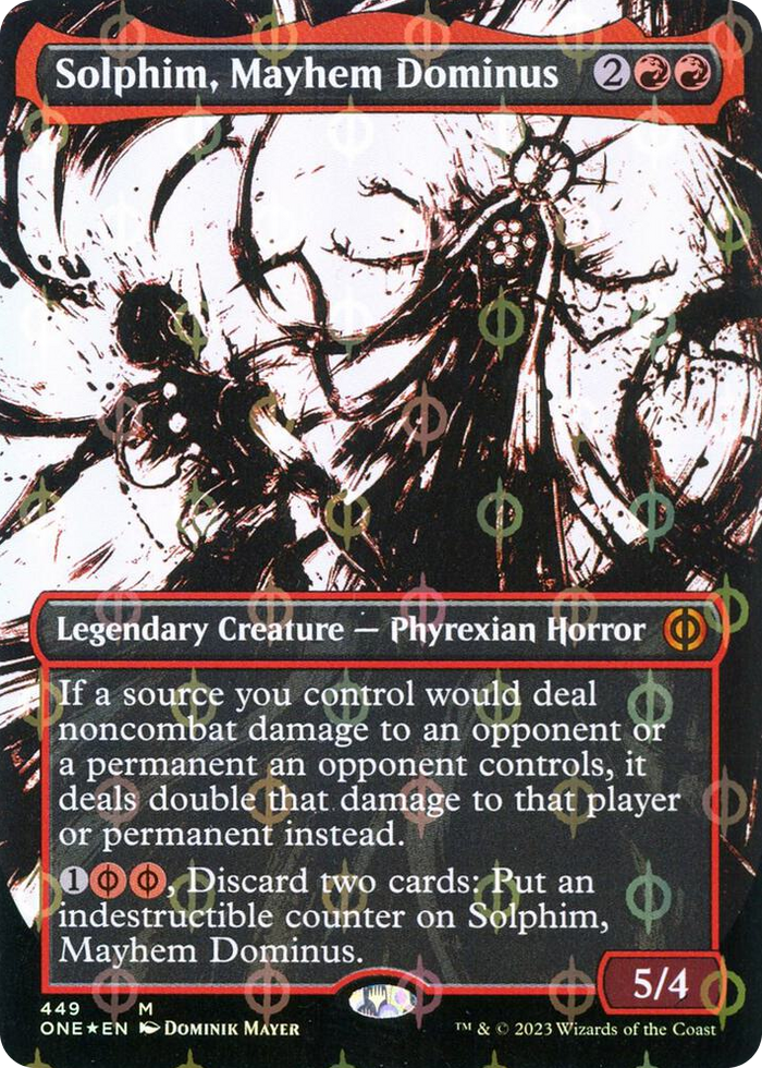Solphim, Mayhem Dominus (Showcase) (Step-and-Compleat Foil) #449 M - Phyrexia: All Will Be One Pokemon card