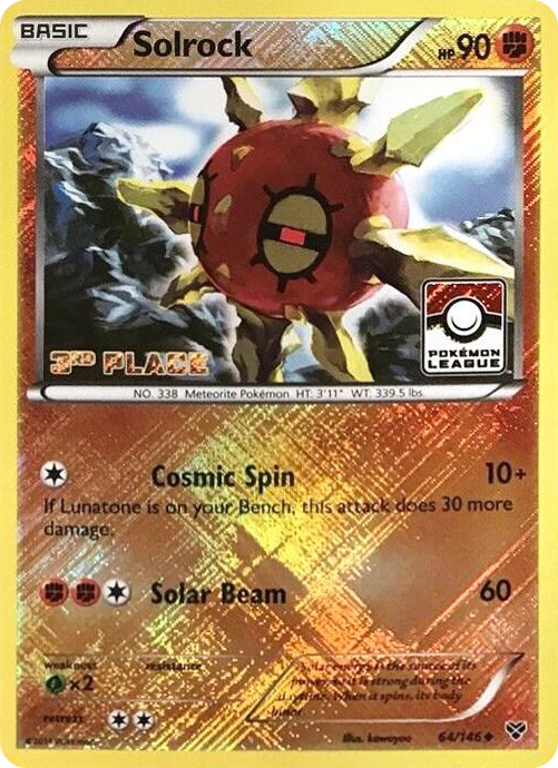 0064 Solrock - 64/146 (Pokemon League) [3rd Place] Promo League & Championship Cards