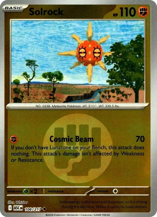 0106 Solrock (Energy Symbol Pattern) Uncommon Ascended Heroes