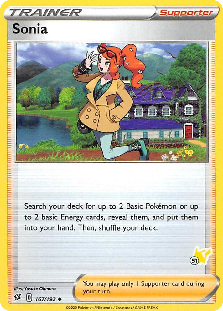 0167 Sonia - 167/192 (#51 Pikachu Stamped) Promo Battle Academy 2022