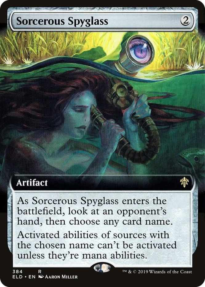 0384 Sorcerous Spyglass (Extended Art) R Throne of Eldraine