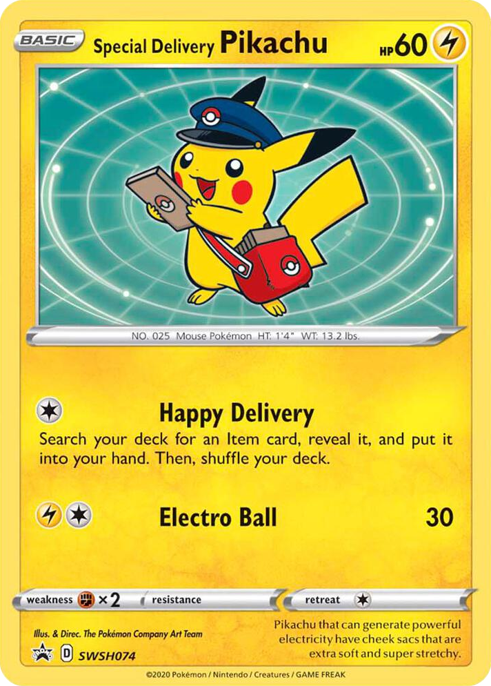 0074 Special Delivery Pikachu - SWSH074 Promo Sword & Shield Promo Cards