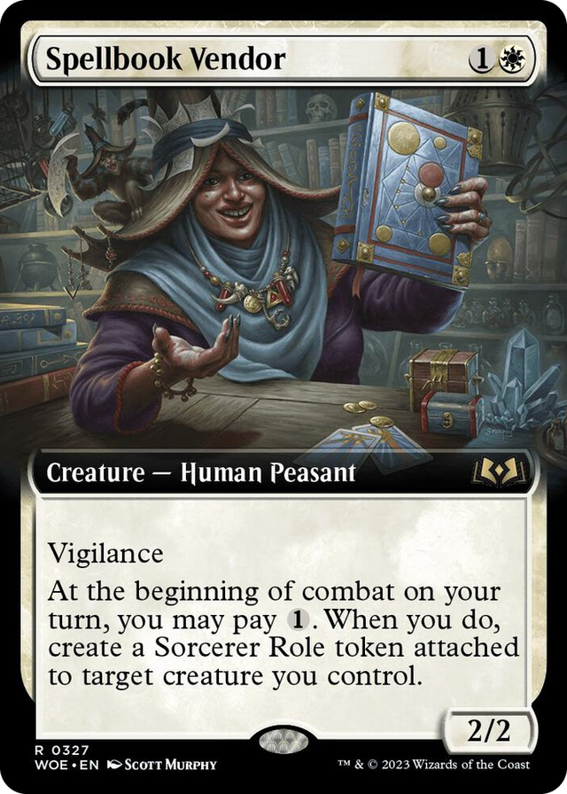 0327 Spellbook Vendor (Extended Art) R Wilds of Eldraine