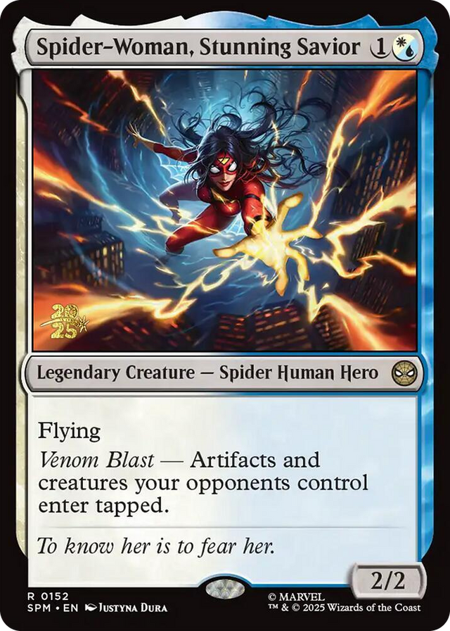 0152 Spider-Woman, Stunning Savior R Prerelease Cards