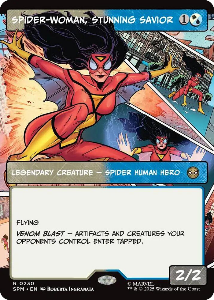 Spider-Woman, Stunning Savior (Borderless) #230 R - Marvel's Spider-Man Pokemon card