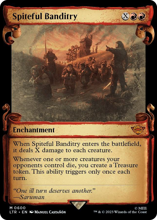 Spiteful Banditry (Showcase Scrolls) #600 M - Universes Beyond: The Lord of the Rings: Tales of Middle-earth Pokemon card