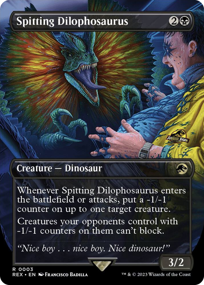 0003 Spitting Dilophosaurus (Borderless) R Universes Beyond: Jurassic World Collection