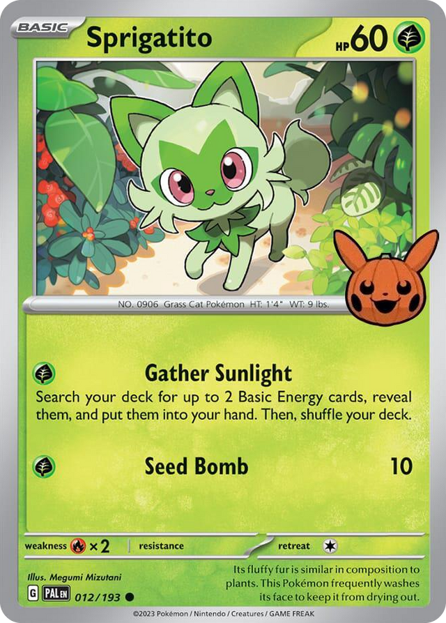 0012 Sprigatito Common Trick or Trade BOOster Bundle 2024