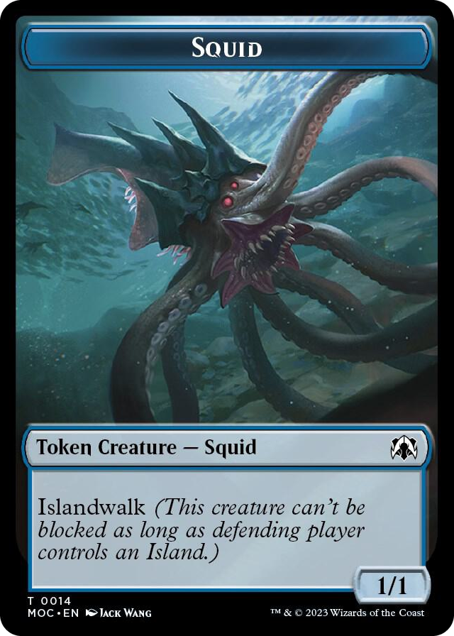 0014 Squid // Human Double-sided Token T Commander: March of the Machine