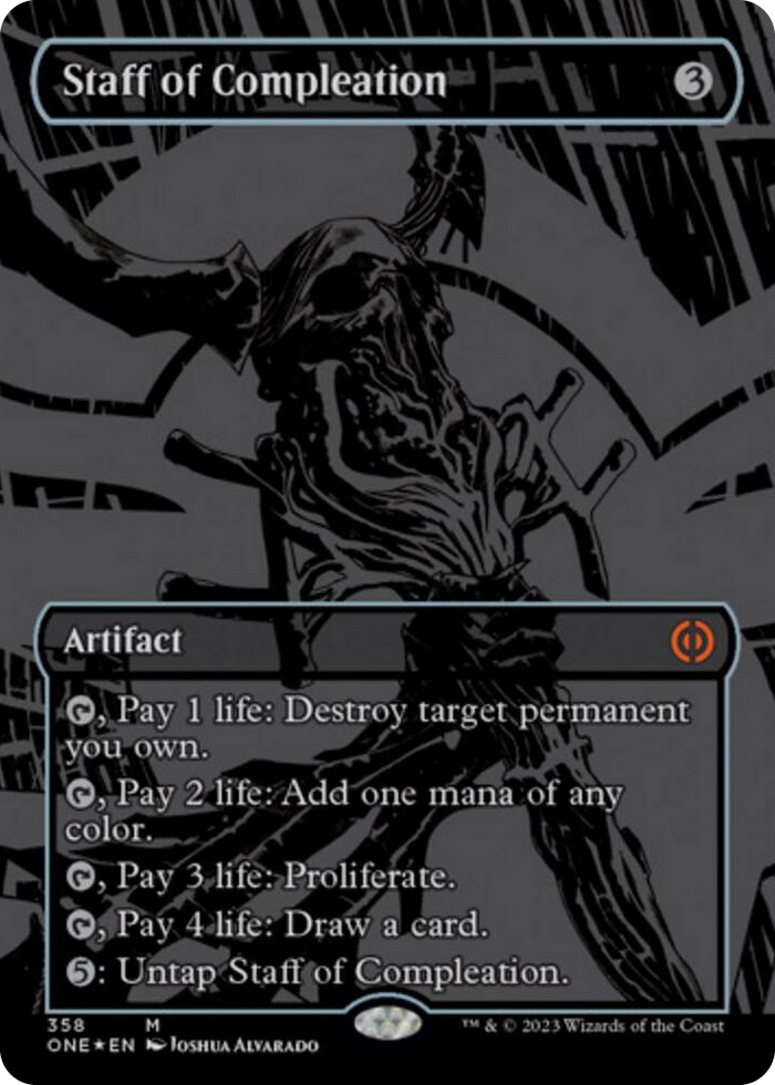 Staff of Compleation (Oil Slick Raised Foil) #358 M - Phyrexia: All Will Be One Pokemon card