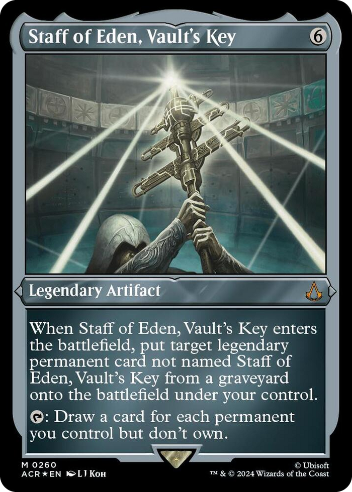 Staff of Eden, Vault's Key (Foil Etched) #260 M - Universes Beyond: Assassin's Creed Pokemon card