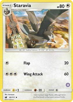 0082 Staravia (4) Uncommon SM Trainer Kit: Alolan Sandslash & Alolan Ninetales