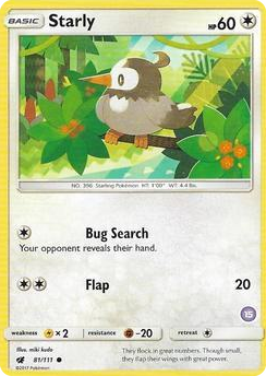 0081 Starly (15) Common SM Trainer Kit: Alolan Sandslash & Alolan Ninetales